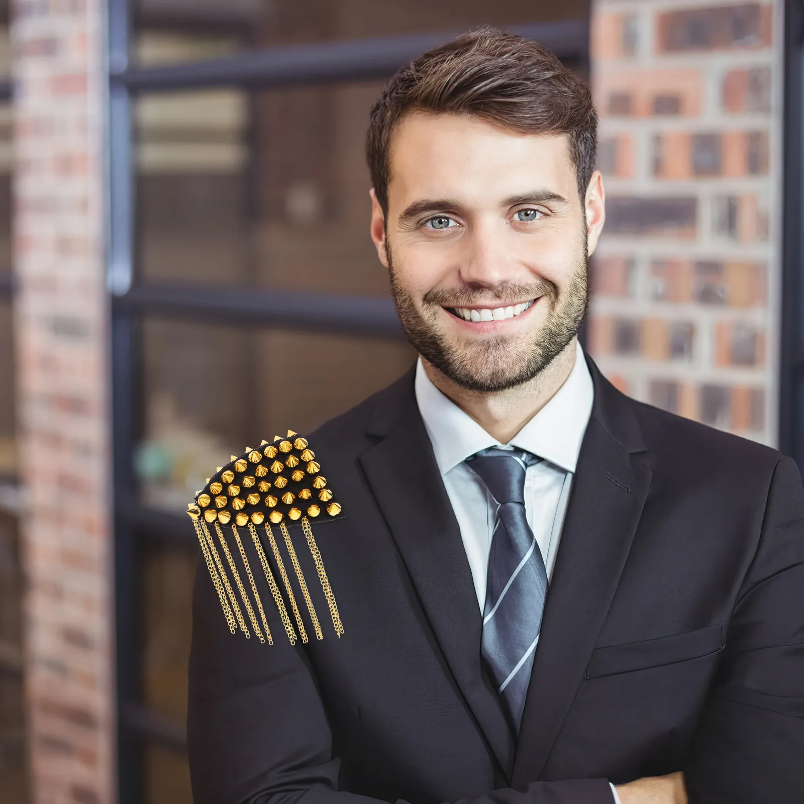 

Alloy Rivet Tassel Epaulets Vintage Shoulder Board Badge Chain Costume Uniform Decoration Tassel Epaulettes Shoulder