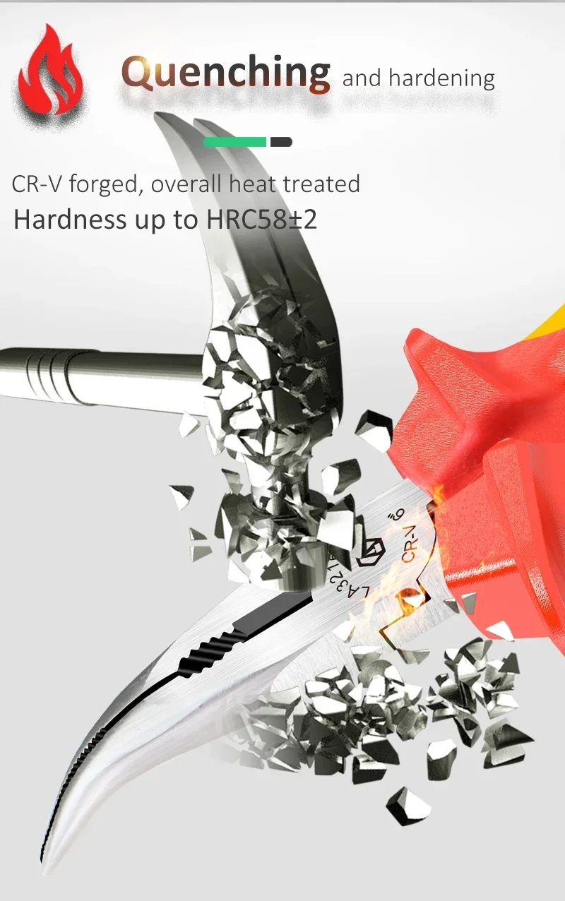 LAOA 8 Zoll/6 Zoll Gebogene Spitzzange Hardware-Zange Gebogene Nase Zange Manuelle Zange Abisolierzange Elektriker DIY Reparatur Handwerkzeuge – Detail 8