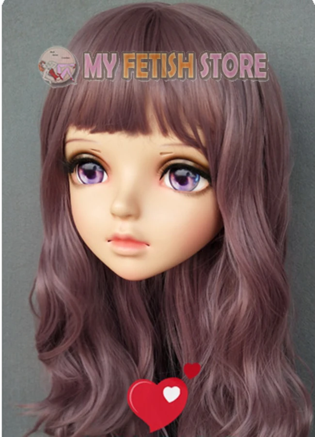 (Miao-7) Vrouwelijke Zoete Meisje Hars Half Hoofd Kigurumi BJD Ogen Crossdress Cosplay Japanse Anime Rol Lolita Masker Met Ogen En Pruik
