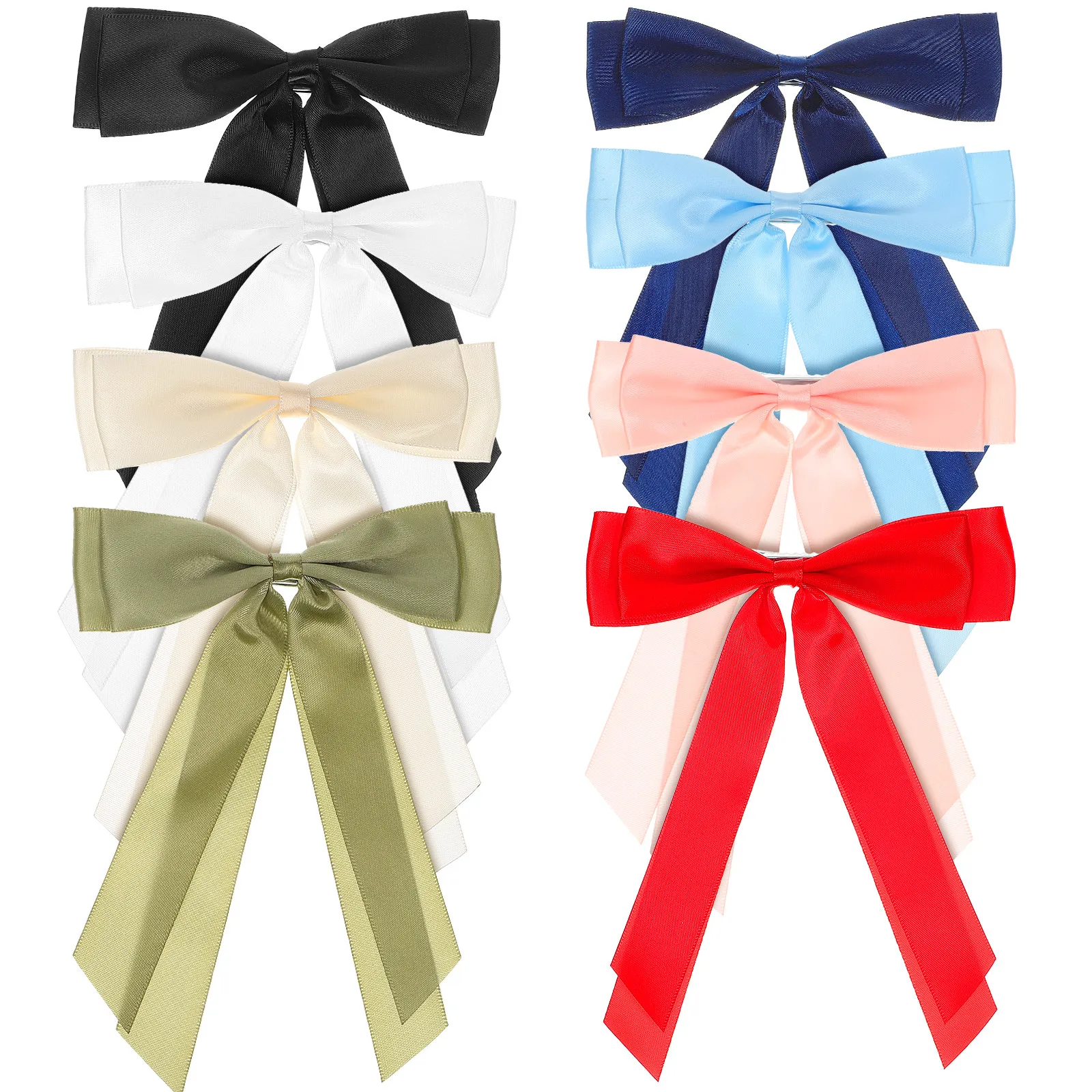 Bow Clips For Women Sturdy Polyester Bows Accessories Long Tail Ribbon Bows Secure Hold All Day Multi Color Teen Hair