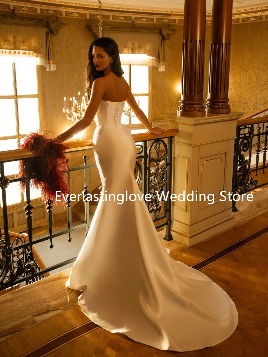 Abiti da sposa sexy a sirena in raso con scollo a V e pieghe Sweep Train Corsetto sul retro Custom Made 2026 Vestido De Noival