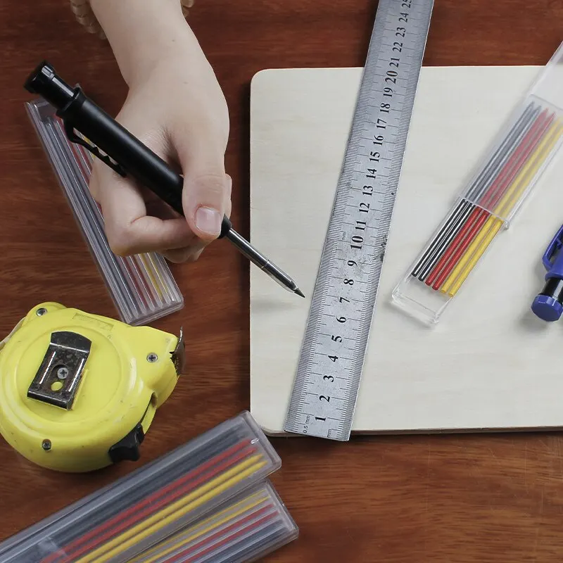 Solid Carpenter Pencil Set Woodworking Tools Mechanical Pencil 5 Colors Refill Construction Job Tools Carpentry Marking Scriber