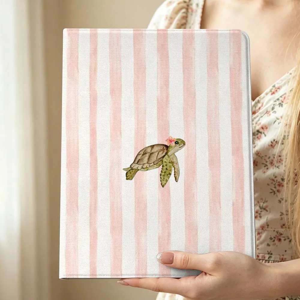 

Turtle Pink Stripes Pen Tray For Huawei MediaPad MatePad Honor Pro V6 9 V8 X9 X 10 13.3 12.3 11 11.5 Inch Tablet Case