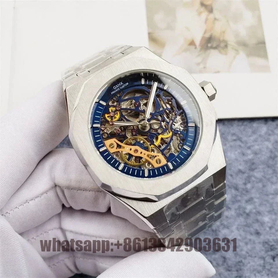 41mm Mens Automatic Mechanical Watch Rose Gold Stainless Steel Tourbillion Mens Wristwatch