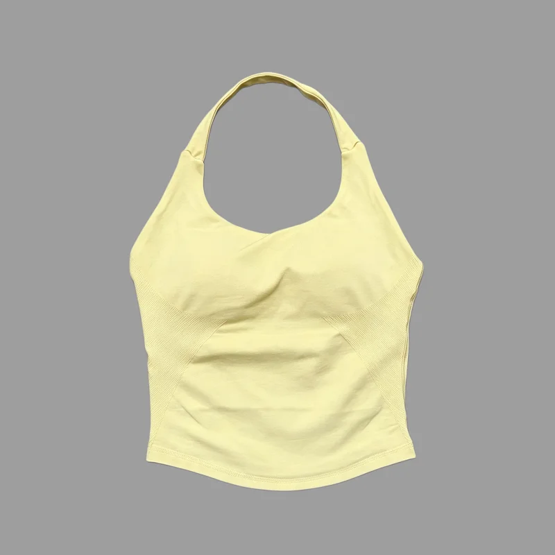 Sport-Gym-Top für Damen Nahtloses Yoga-Top Abnehmbare Brustpolster Push-Up Sportweste Fitness Workout Lauf-Oberteil