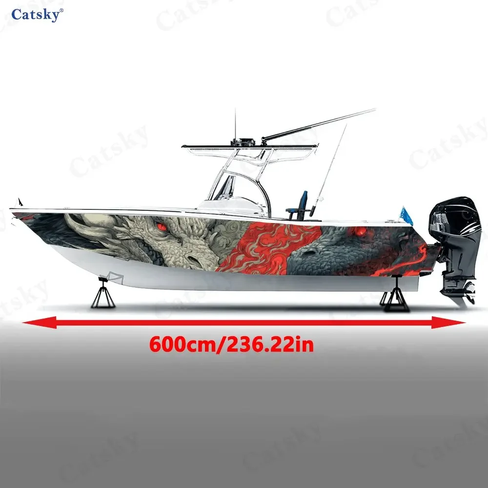 Fierc Colorful Dragon Flame Trend Dangerous Boat Sticker Vinyl Ship Pontoon Deck Boat Fishing Decorative Pontoon Boats Decal