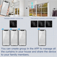 A14R-Tuya Wifi RF433 2.5D Arc Curtain Switch Glass Touch Panel For Roller Blinds Shutters Switch Smart APP Wireless Alexa