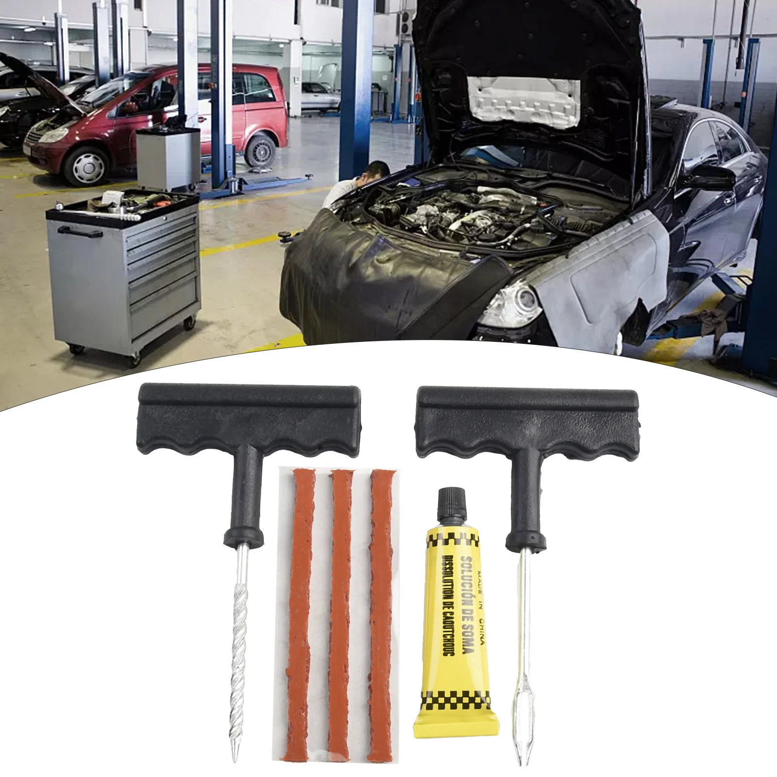 

Car Tire Repair Tools *Part Name:Tire Repair Tools *Material:plastic And Metal *Size:As Plug Tubeless Flat Tire Repair Tool