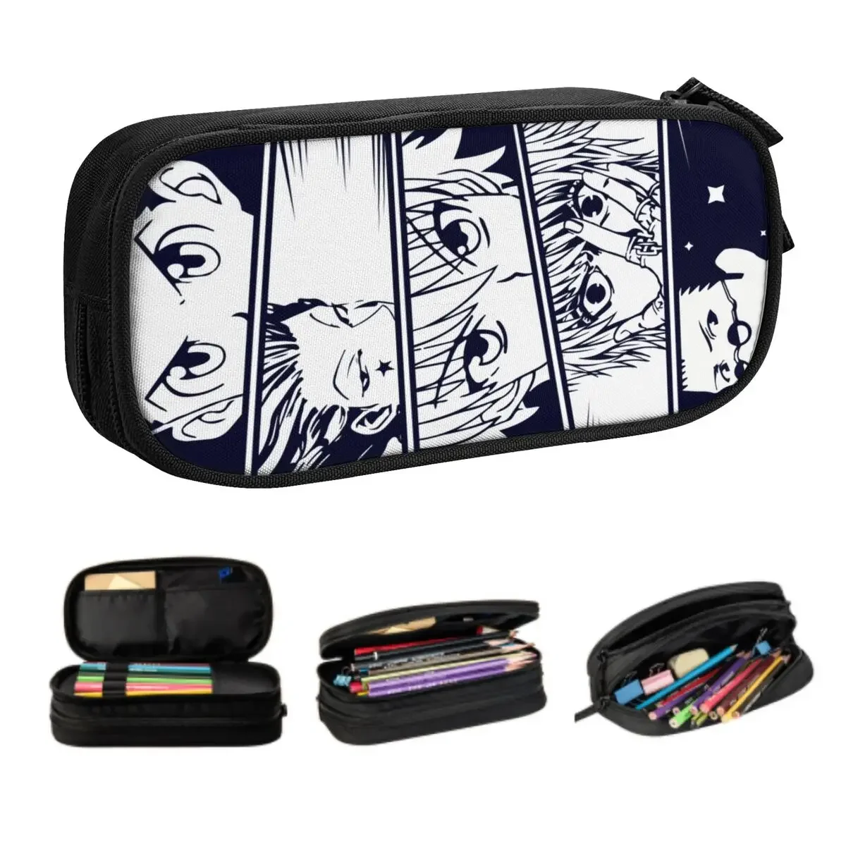 estojo-de-lapis-personalizado-hunter-x-hunter-grande-capacidade-personagens-mais-populares-kurapika-gon-killua-leorio-hisoka-estojo-para-amantes-de-manga
