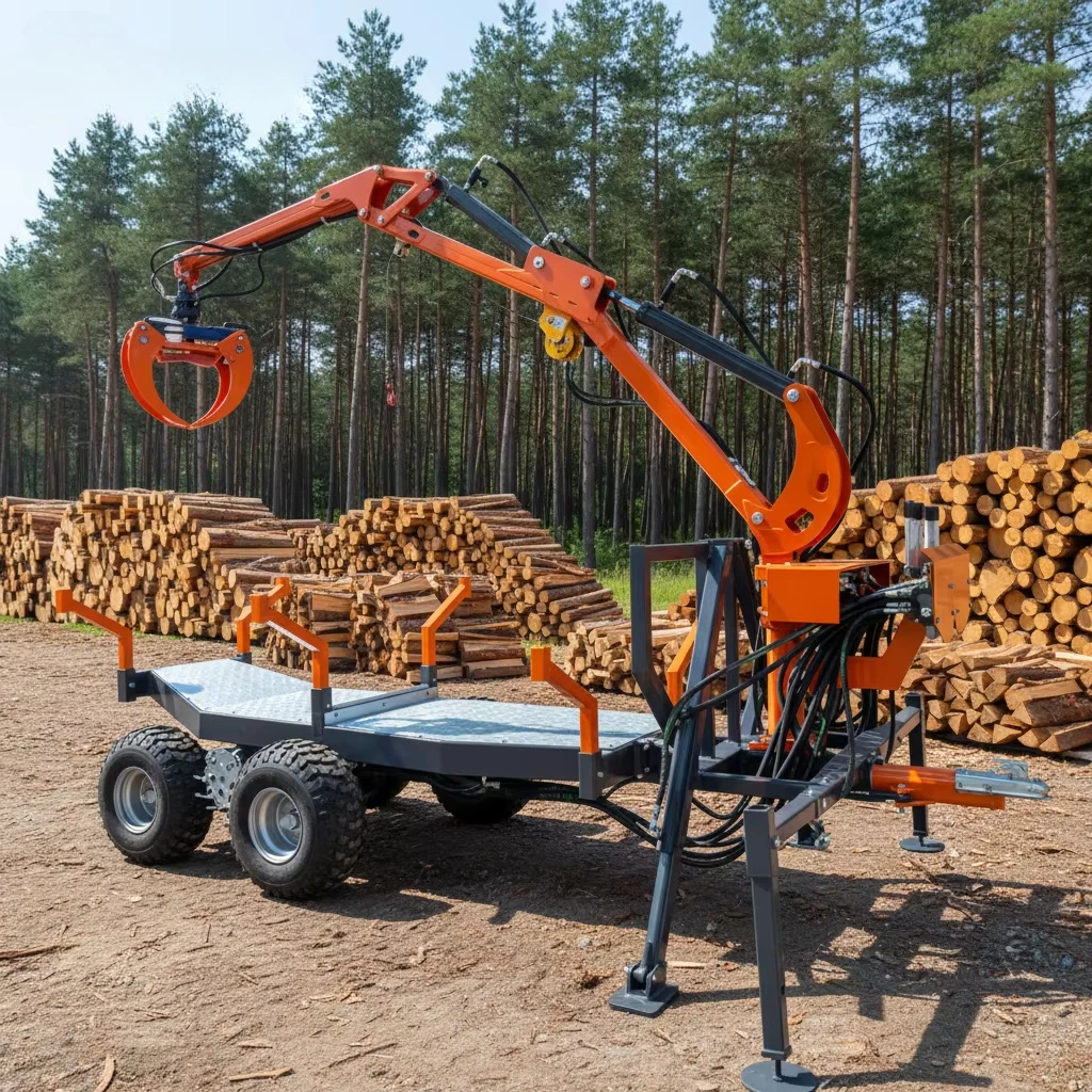 Cheap Forestry Timber Loading Wagon with Grapple ATV Log Loader for Tractor Farm Const Trailer Crane Remolque