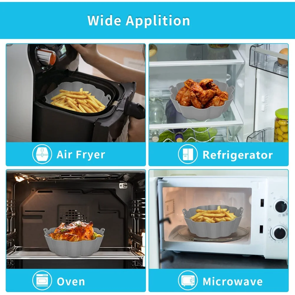 بطانات سيليكون للمقلاة الهوائية، إدراج دائري قابل لإعادة الاستخدام، 8.5 بوصة لملحقات سلة المقلاة الهوائية الآمنة من 5 إلى 8 كيو تي