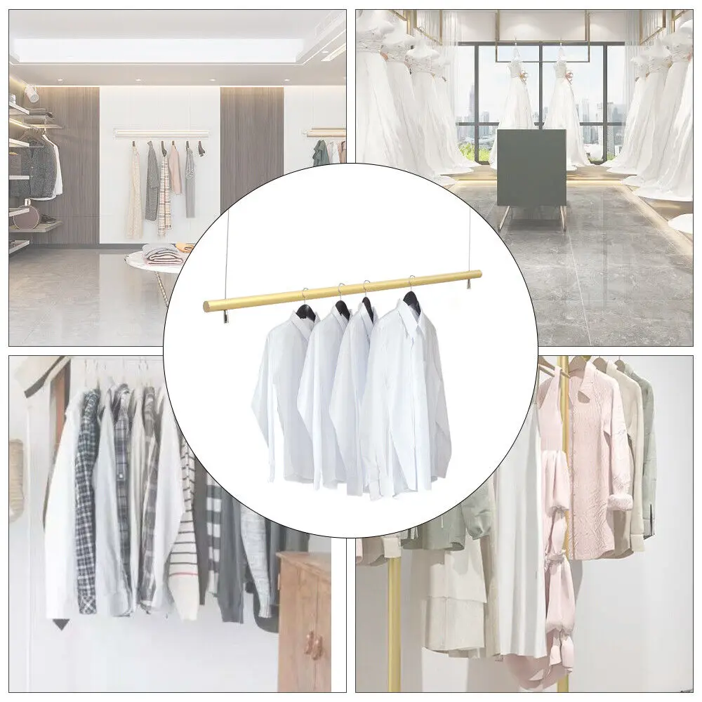 

100cm Hanging Coat Rack: Golden Rod with Silver Chains for Modern Decor