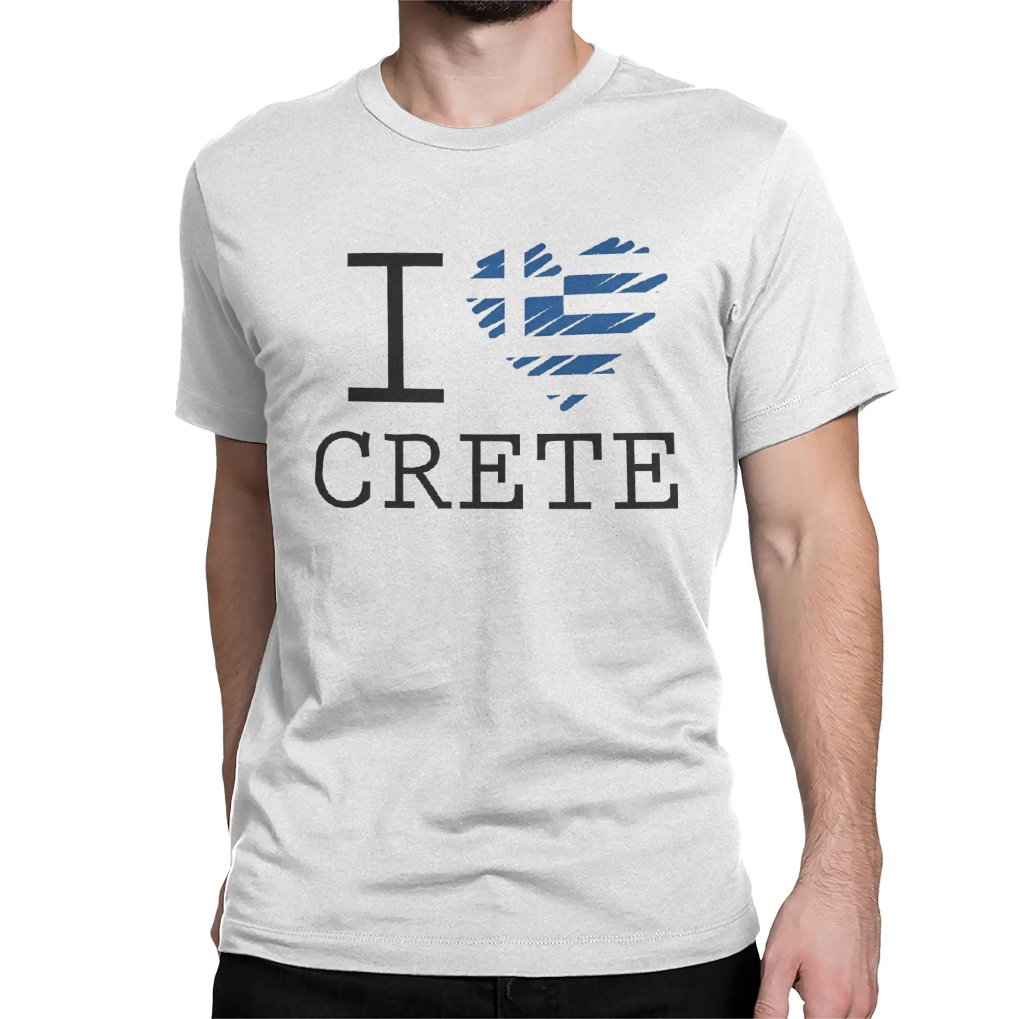 New Arrival I Love Crete Greek Flag greece T Shirt For Unisex  Pure Cotton T-shirts Short Sleeve Clothing