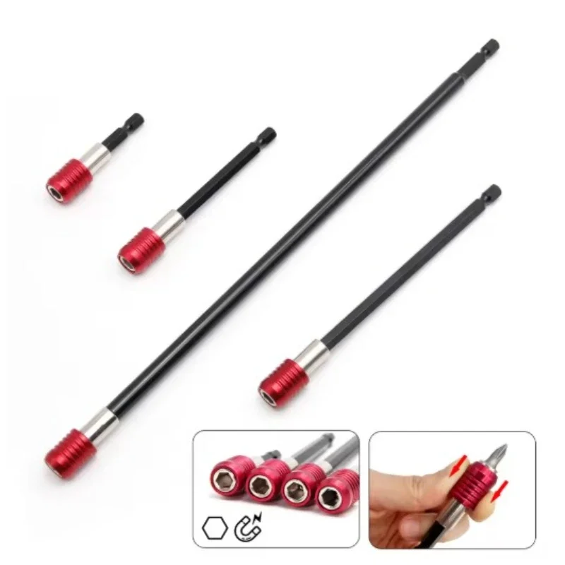 60/100/150/300mm Magnetic Hexagonal Handle Drill Bit Extension Set Quick Release Self-locking Screwdriver Head Extension Rod
