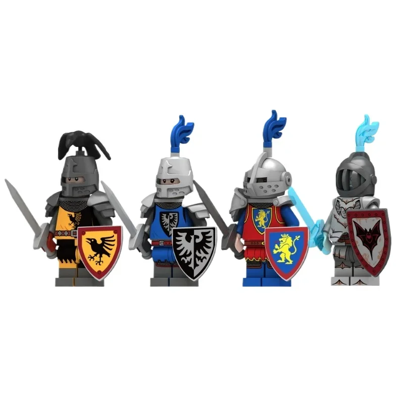 1/4Pcs mini children's toys Ancient Medieval Crow Black Eagle Red Lion Dark Knight soldiers Building Block figure bricks toy