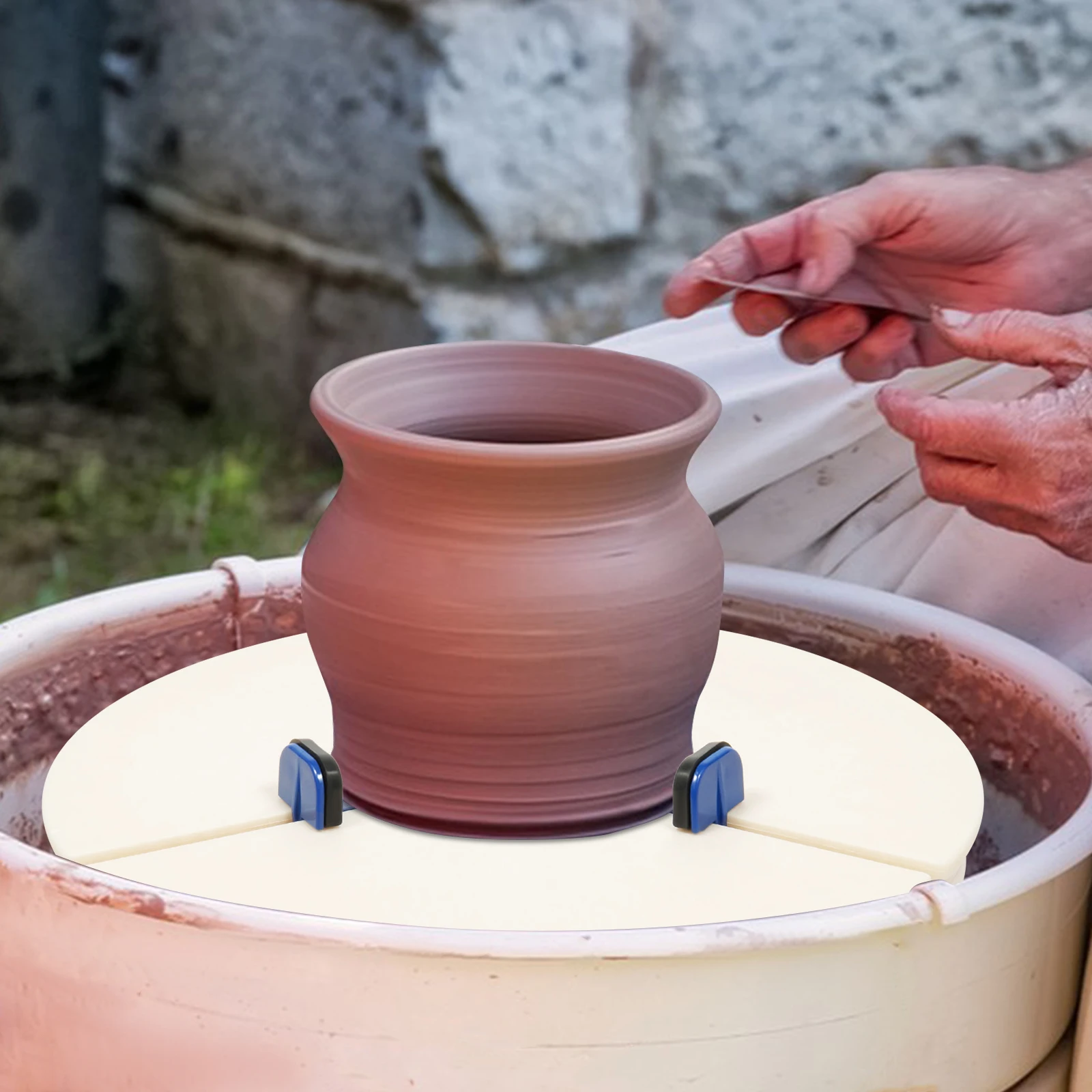 مشبك قرص دوار للفخار 39 سم مع 5 مجموعات أداة تشذيب ABS لتشذيب السيراميك والتمركز والتشكيل على العجلة