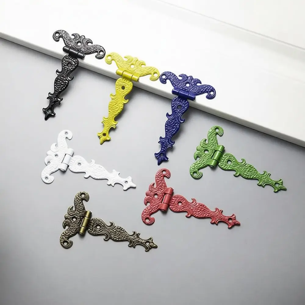 Vintage Floral Design Hinge Decorative Metal Hardware Connector For Cabinet Door Jewelry Storage Box Furniture DIY