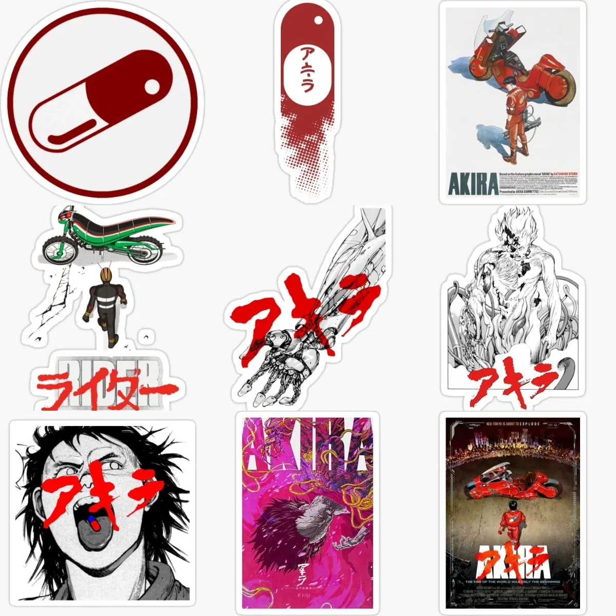 Akira Japanese Anime Capsule Locomotive Sticker Camper Van Laptop Bumper Car Truck Window Bicycle Moto Glass Helmet Racing Decal