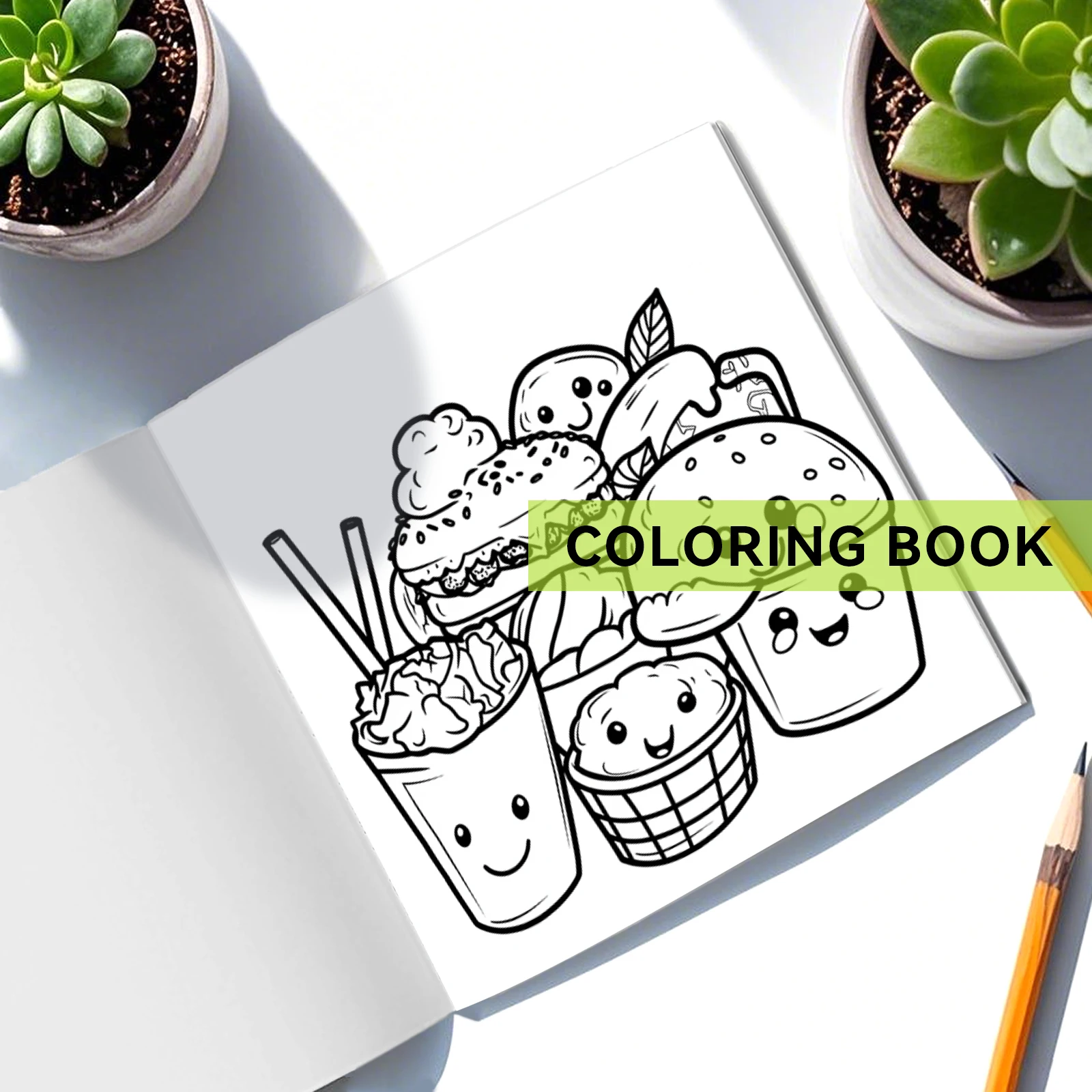 FOOD AND SNACK Coloring Book For Adults Bold And Easy Drinks and Desserts Cute Children Drawing Book for Perfect Gift Birthday