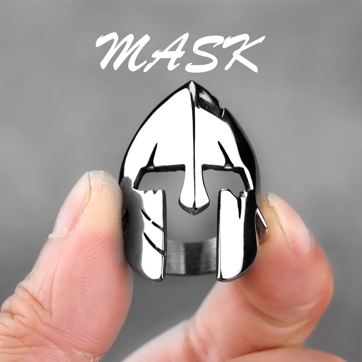 Men\'s Spartan Warrior Mask Ring Hip Hop Simple Charm Punk Boutique Handmade Viking Jewelry Ring Creative Gift Wholesale