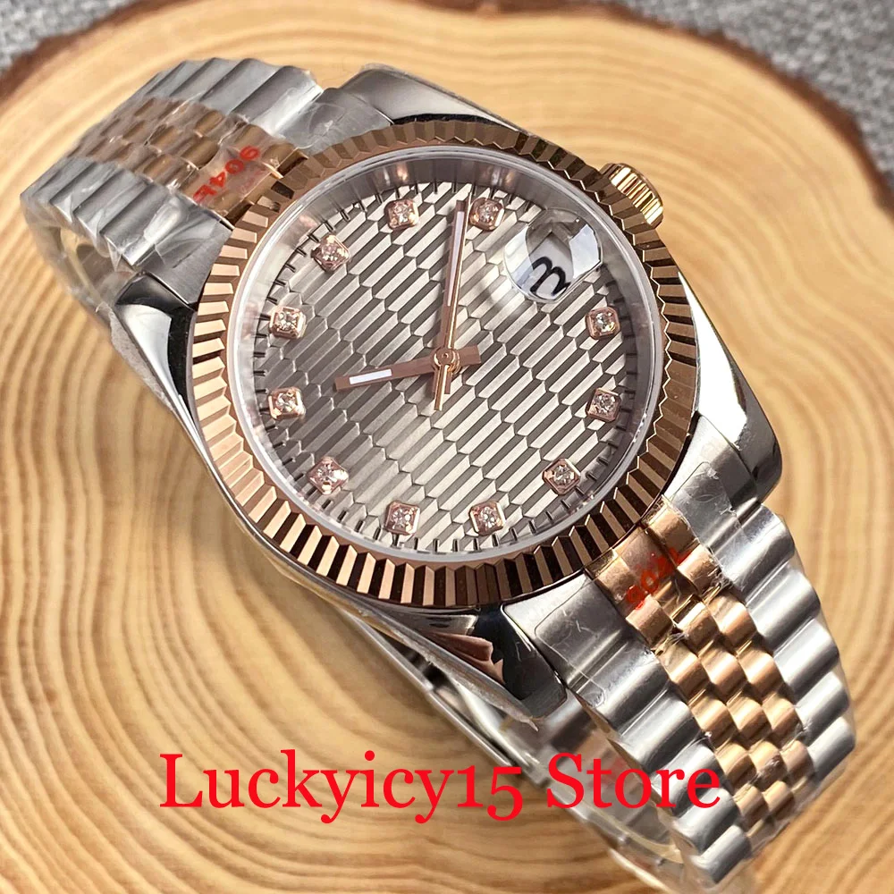 

Two Tone Rose Gold Watch BLIGER 36MM/39MM Gray Dial Japan NH35A Movement Automatic Men Watch Jubilee Bracelet Sapphire Crystal