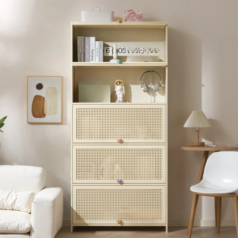 Cream Wind Bookshelf Shelf Floor-to-ceiling household bookcase with door locker Living room locker