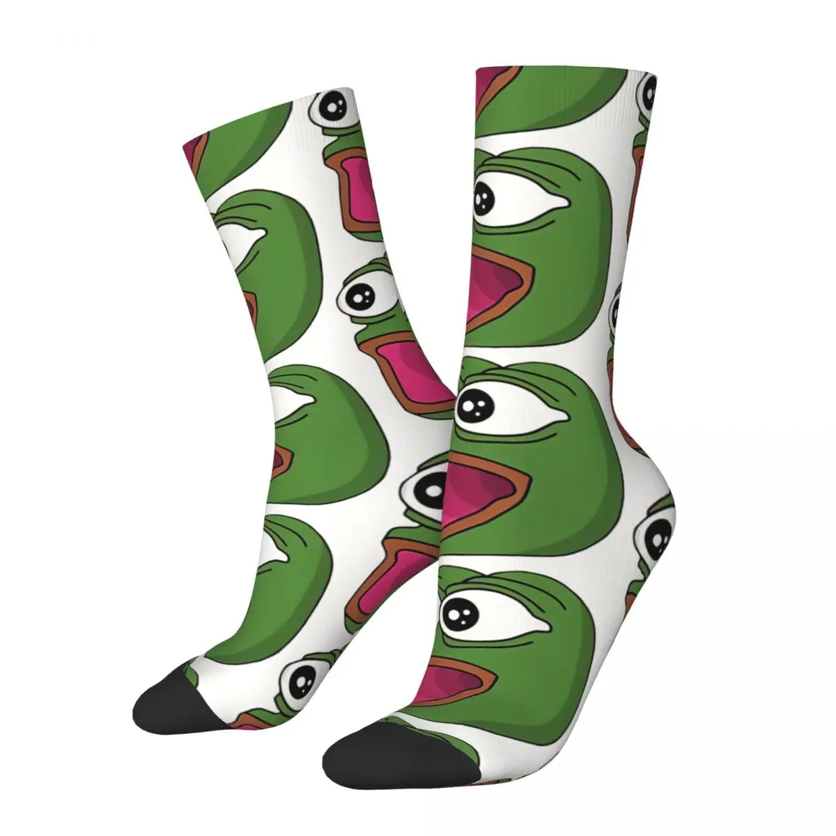 Poggers Twitch Emote Sad Frog Socks Travel 3D Print Boy Girls Mid-calf Sock