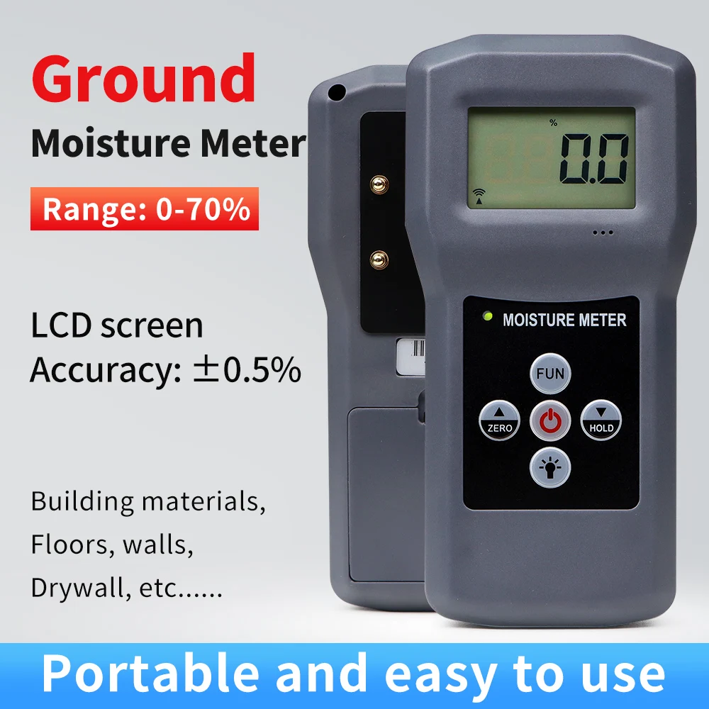 MS380Q Portable Floor Moisture Meter with LCD Display for Building Materials, Floors, Walls, Drywall And Other Substances