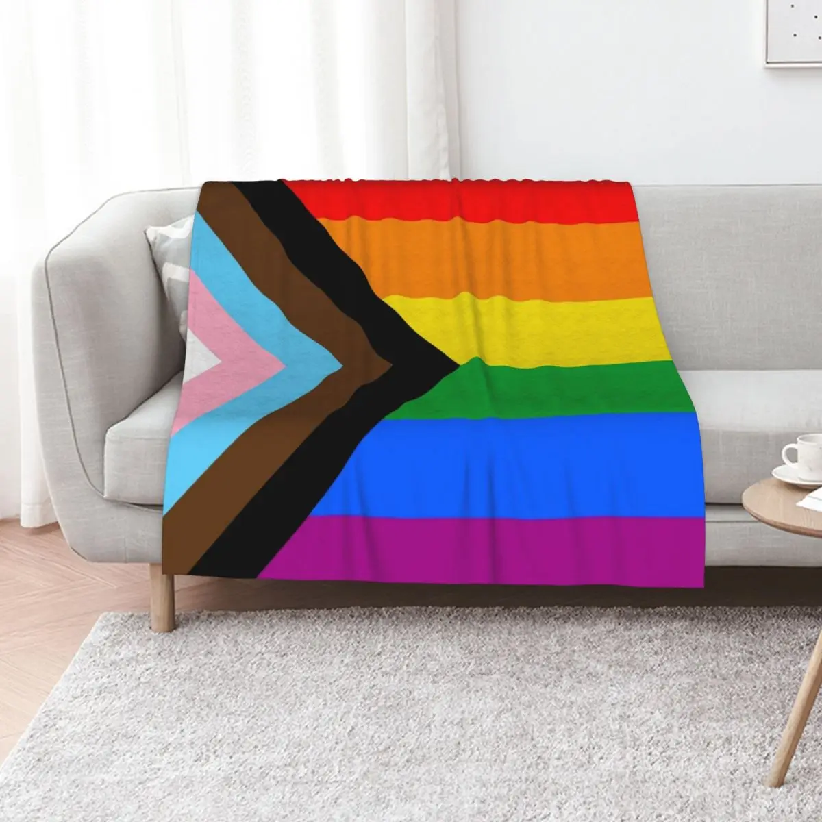 

LGBTQ+ Progress Pride Flag Throw Blanket wednesday Large warm winter Retros Blankets