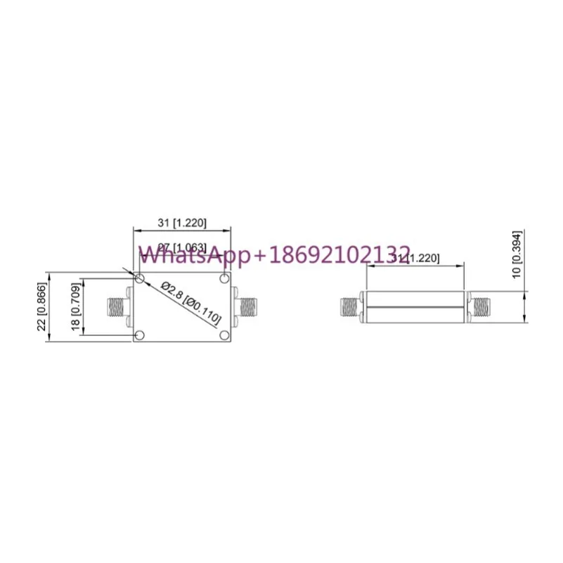 DC-8GHz Low-pass Filter SMA Stainless Steel Female RF Microwave Device