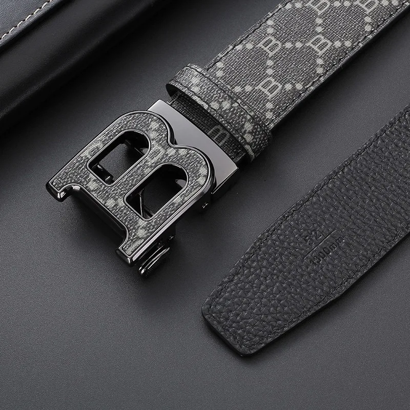 

Высококачественный мужской кожаный ремень с автоматической пряжкой 2026 года, известный бренд B, для джинсов и делового стиля, мужской ремень из канваса