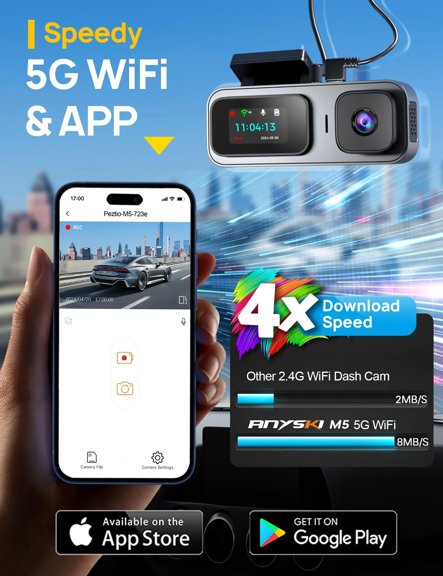 Advanced car gadgets support APP Triple Lens RealTime DVR with 2K Driving Recorder for Cars WIFI&GPS car dvr camera