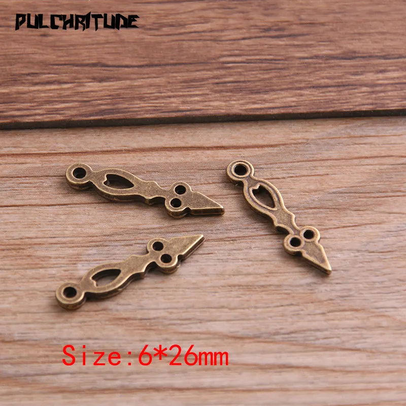 30PCS 6*26mm Two Color Vintage Metal Zinc Alloy Steampunk Pointer Charms Fit Jewelry Pendant Charms Makings