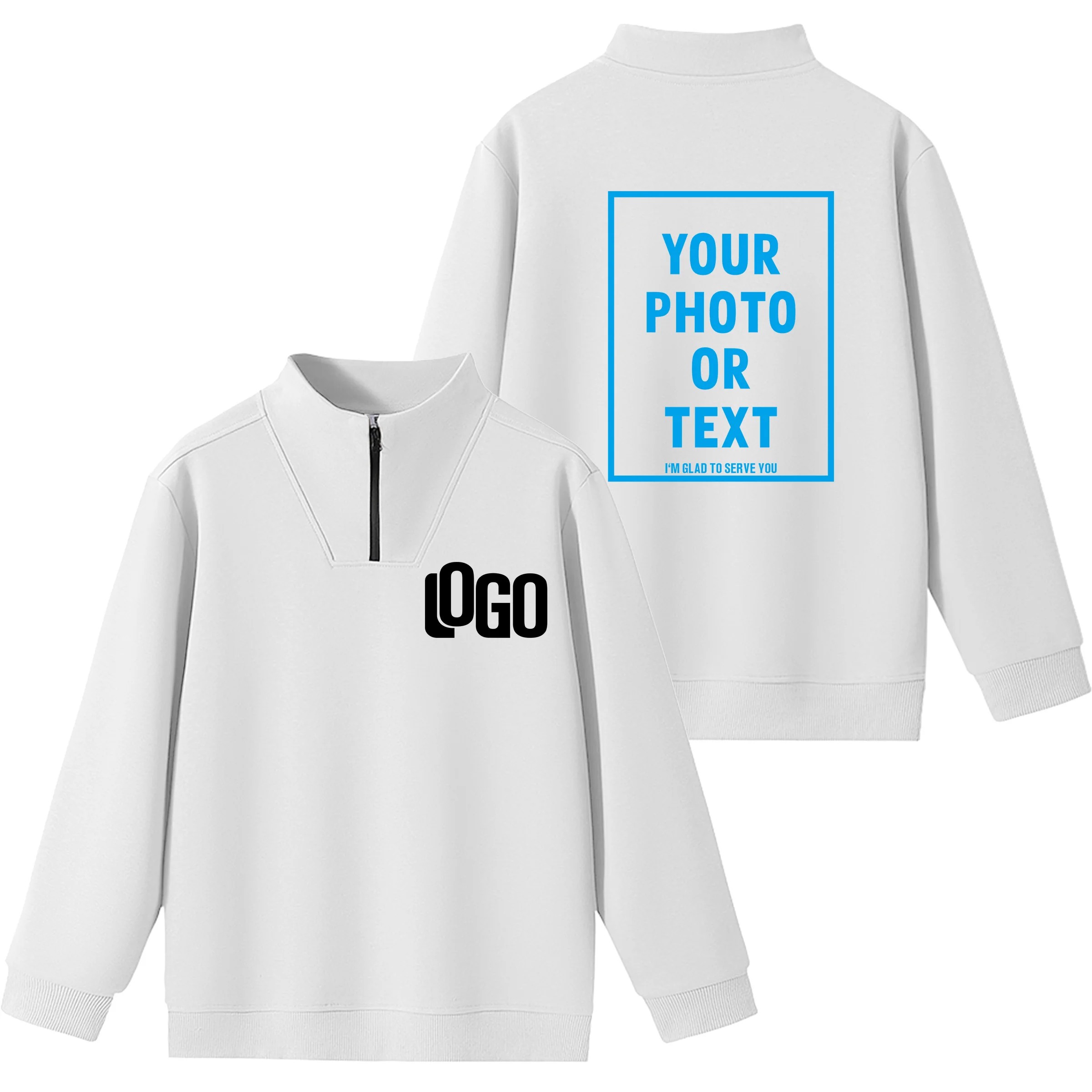 DIY Customized Logo Sweater Men's Loose Size Hoodie Spring/Autumn Cotton Sportswear High Quality Top Men's Hip Hop Zipper Hoodie