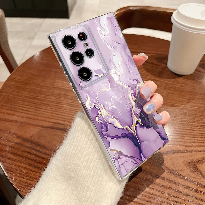 Marmormuster Transparente Handyhülle für Samsung Galaxy S26 S25 S24 S23 Ultra S22 Plus S24 S21 FE S25 Edge Durchsichtige TPU Weiche Schutzhülle