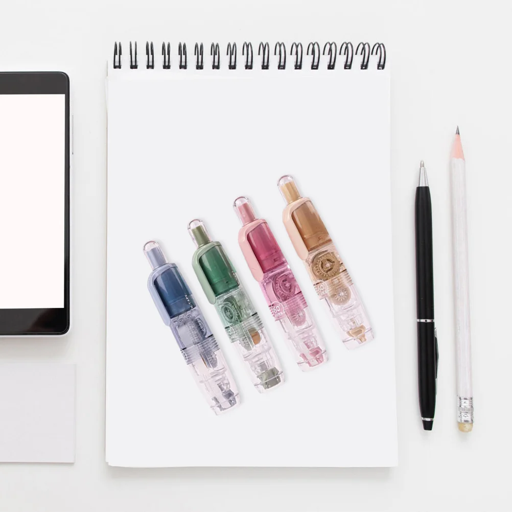 

4Pcs Portable Correction Tape Press Type White Instant Correction Tape for Students Study Stationery School Supplies Convenient