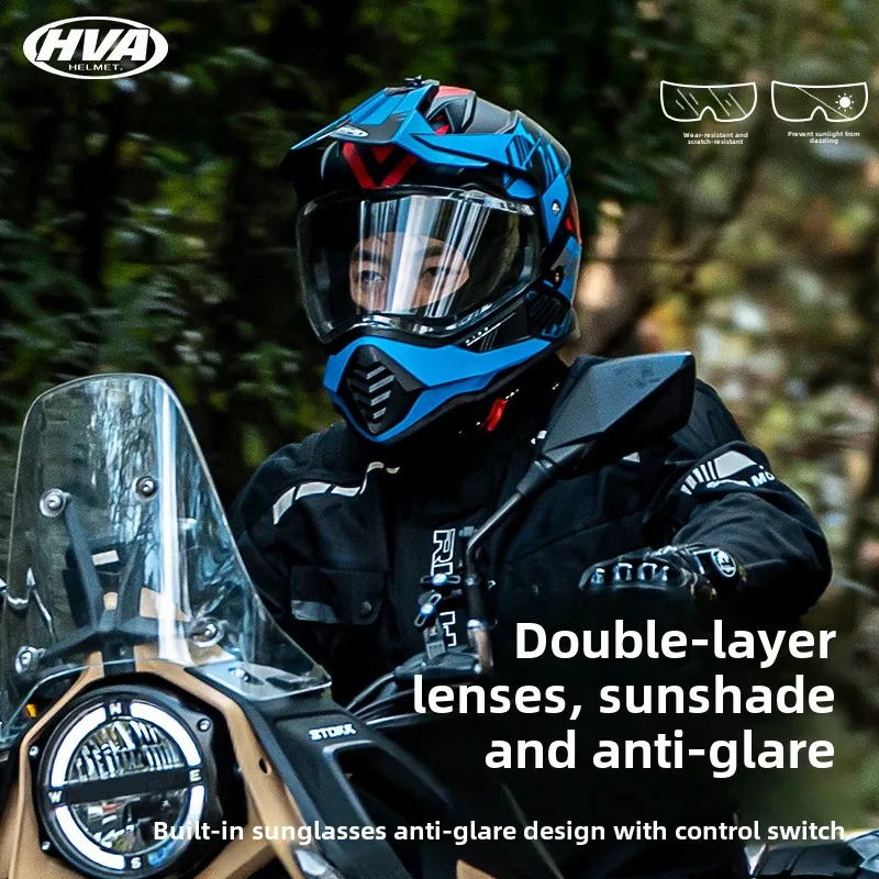 Italy HVA Motorcycle Helmet DOT ECE Certification Full face Double lens Racing off-road Helmet Capacetes Men Cascos Para Moto