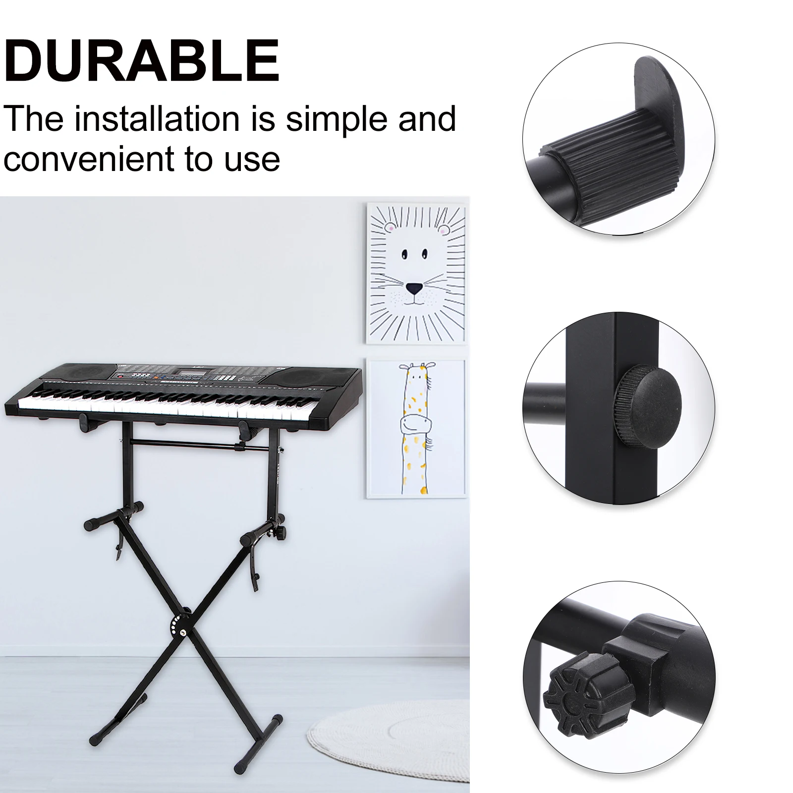

Electronic Keyboard Stand Universal Adjustable Heighten Rack for Piano Instrument Rubber Pad Stable Music Accessories
