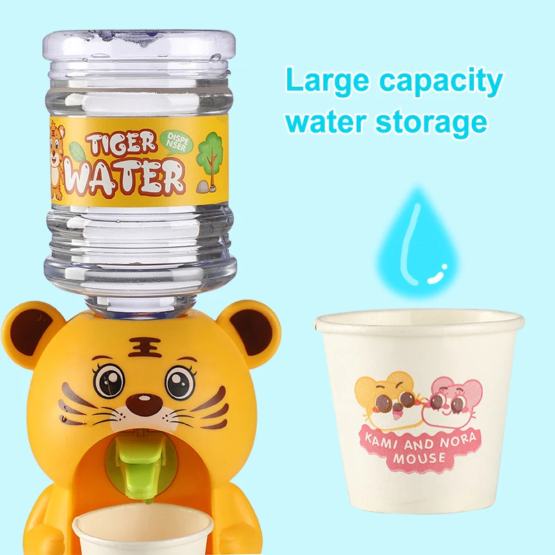 Mini Double Water Dispenser para crianças, brinquedo animal bonito, simulação de cozinha, suco de frutas, leite, água para crianças, Girl Gift