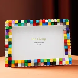 DIY Colorful Building Blocks Photo Frame,Creative Activity Gift, Horizontal Art Deco Decor, Handmade Photo Setting Table