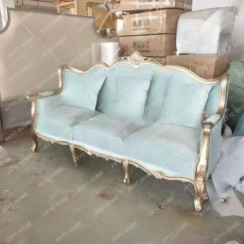 XX light luxury solid wood living room sofa, carved luxury sofa
