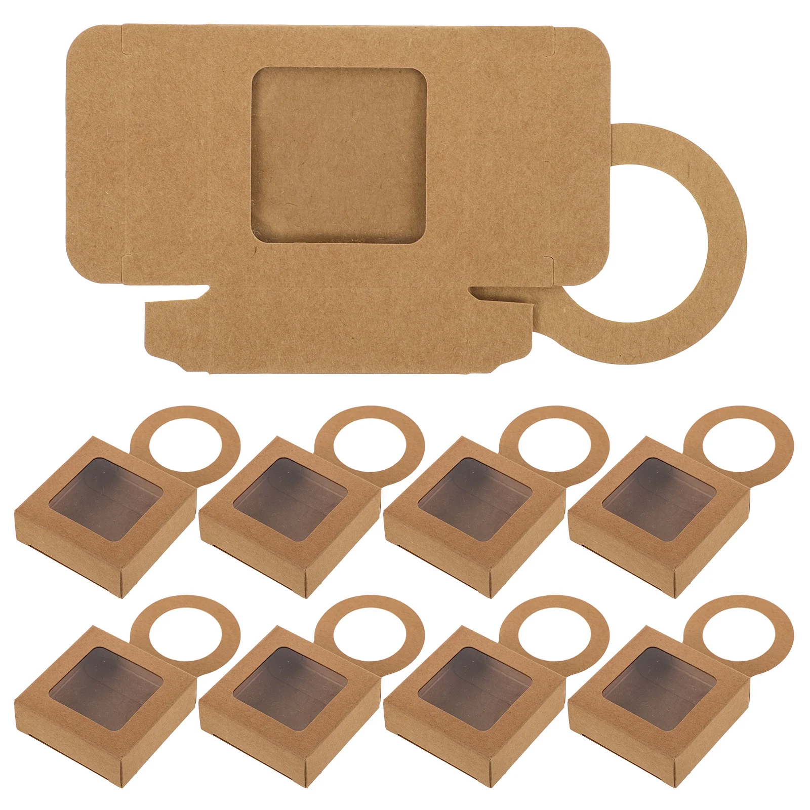 

25pcs Bottle Hanging Kraft Paper Packaging Foldable Boxes With Window Portable Gift For Parties Home Organizer Wine Bottle