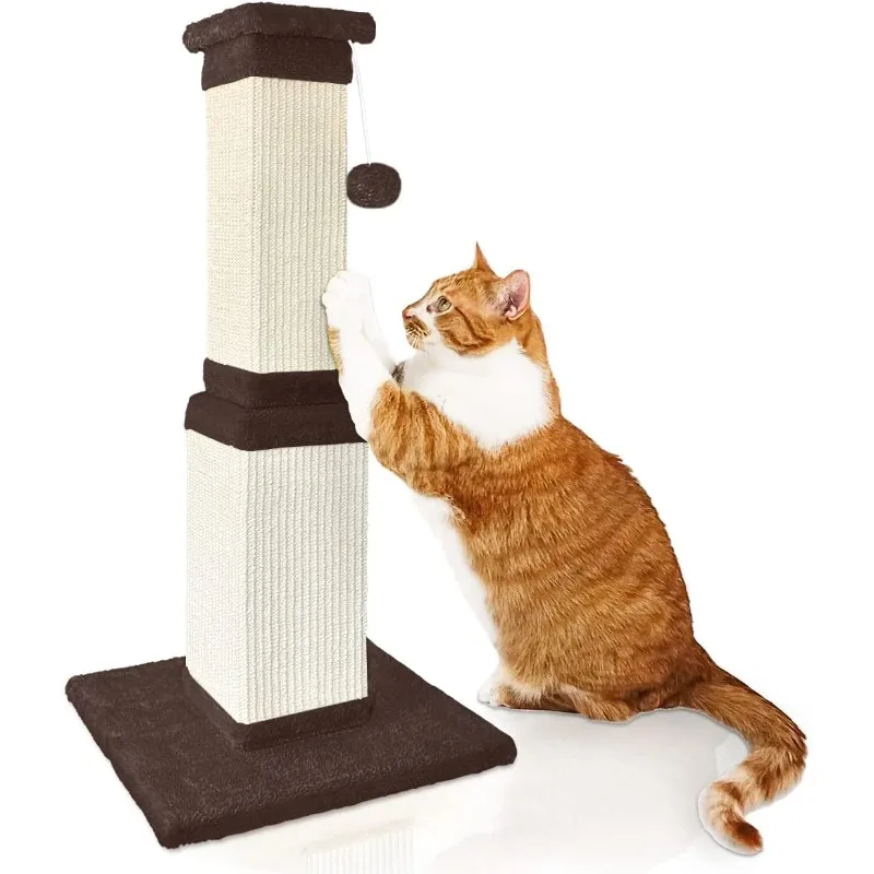 AGYM Cat Scratching Post, 32 Inch Large Cat Scratch Post for Cats and Kittens, Nature Sisal Modern Cat Scratcher for Indoor