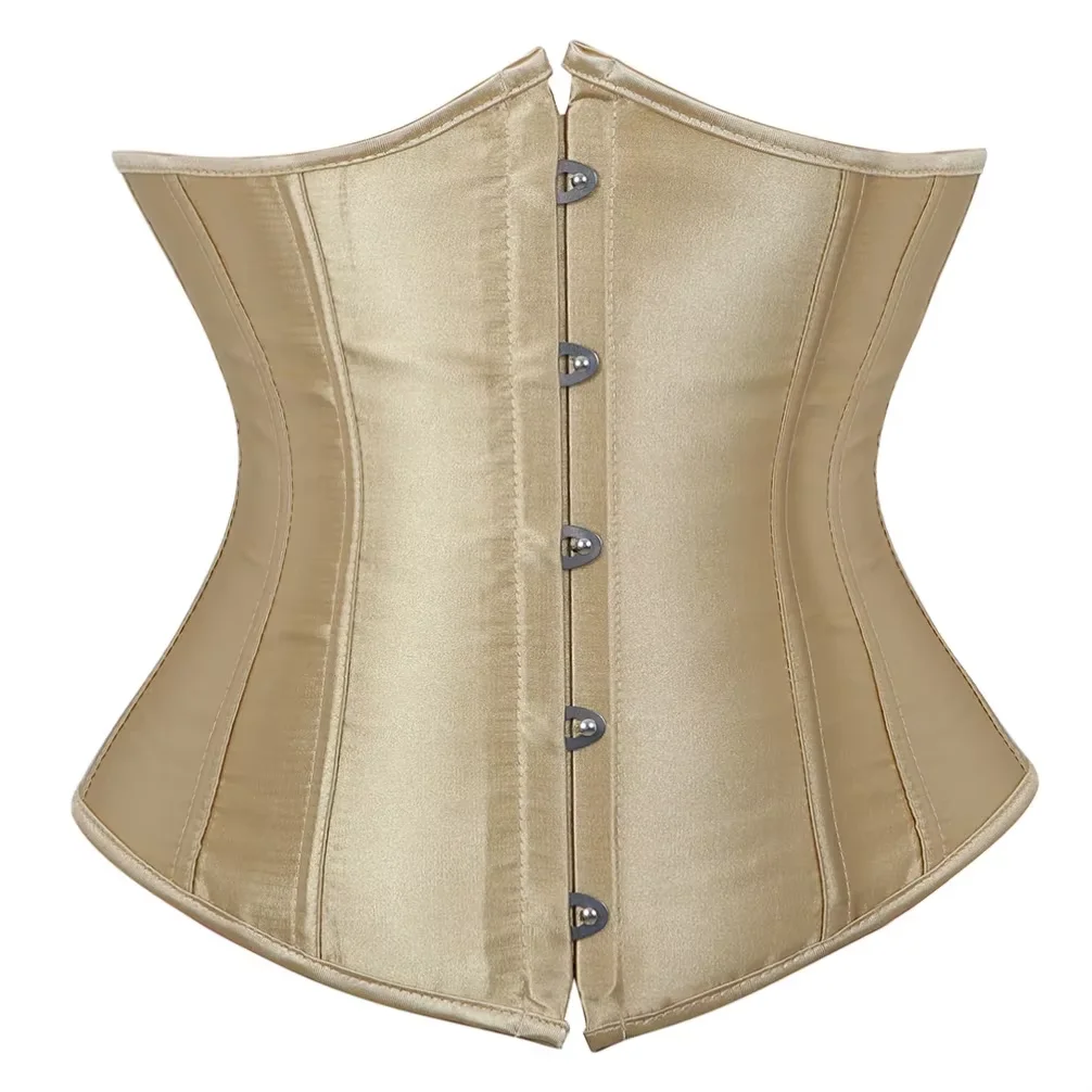 Women\'s Satin Underbust Corset Bustier Sexy Underwear Waist Slimming Body Shaper Corset Top for Women Steampunk Lace-up Corset