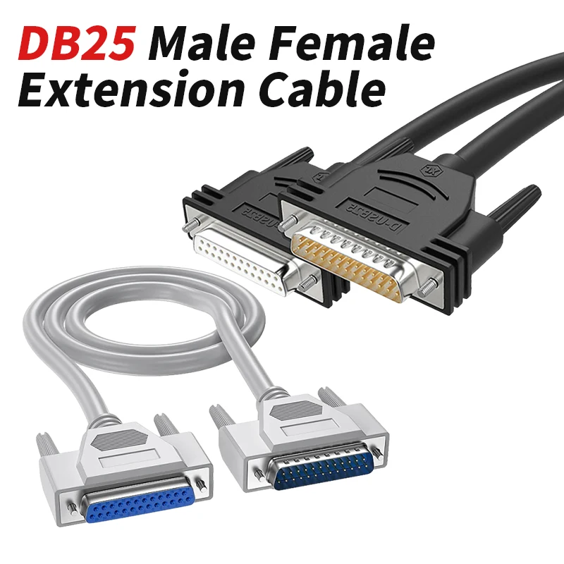 26AWG DB25 Shielded Connection Cable Male to Female Extension Wire 25-pin Cord Pure Copper Parallel Port Data Cable for Computer