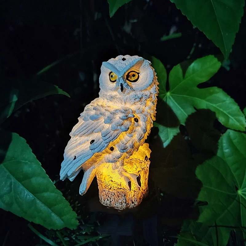 Solar light Resin owl LED light Outdoor simulation animal lawn floor plug decorative landscape light