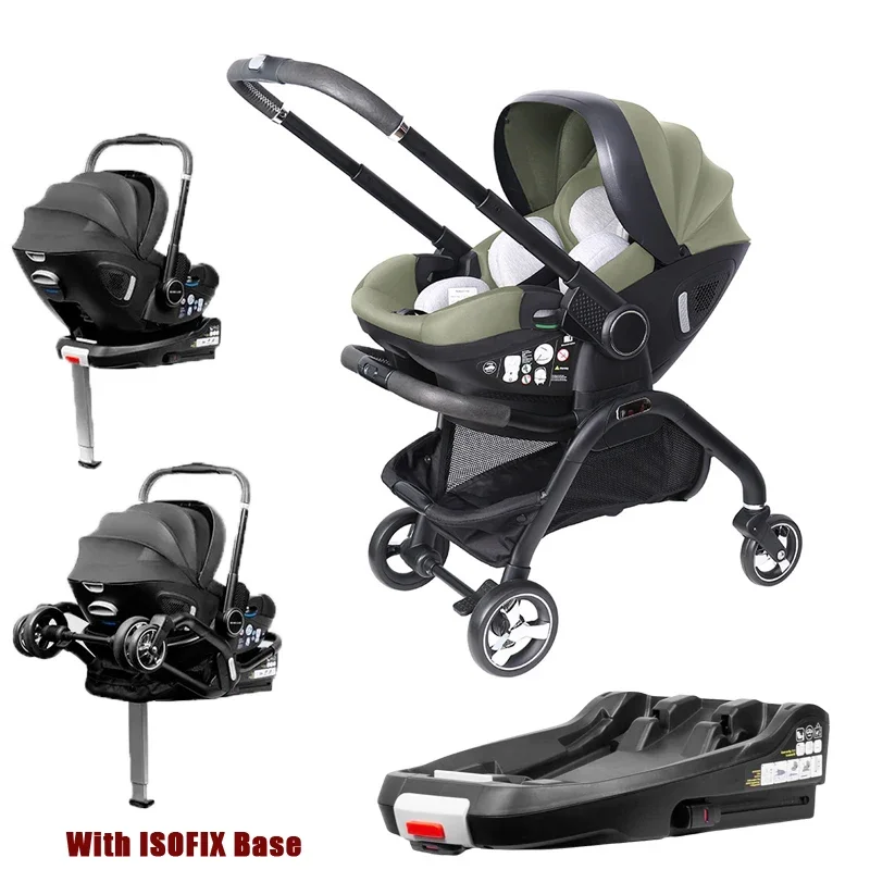 Multifunktionaler 4-in-1 Kinderwagen, Kindersitz mit ISOFIX-Basis, Tragbarer Kinderwagen, Outdoor-Kinderwagen