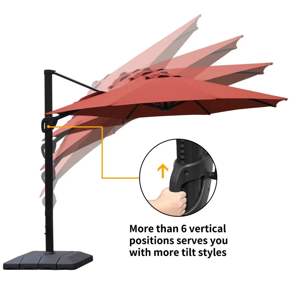 Solar 11 Ft Patio Umbrella Red Title Adjustable Includes Base Uv Protection Umbrella For Pool Patio Garden Outdoor