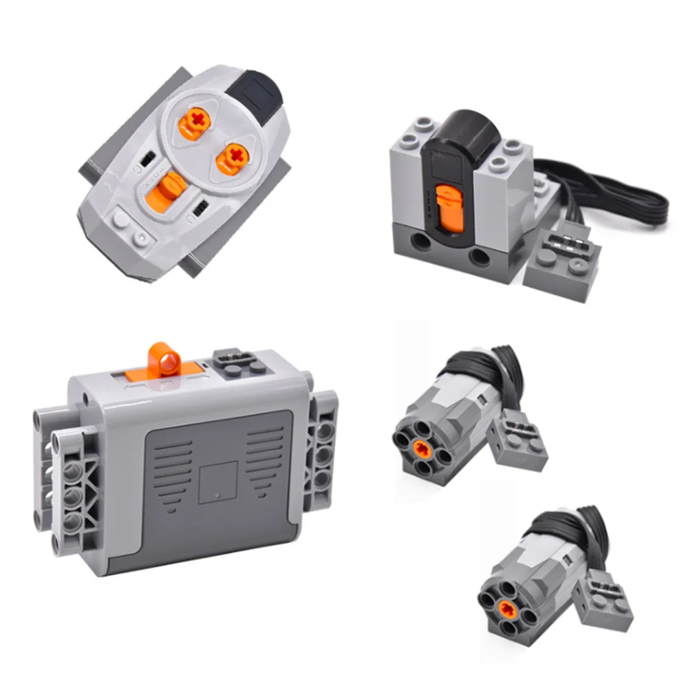 5pcs Power Function Motorized Building Blocks Power Kit 2 Medium Motors,1 Battery Box,1 IR Remote Control,1 Receiver