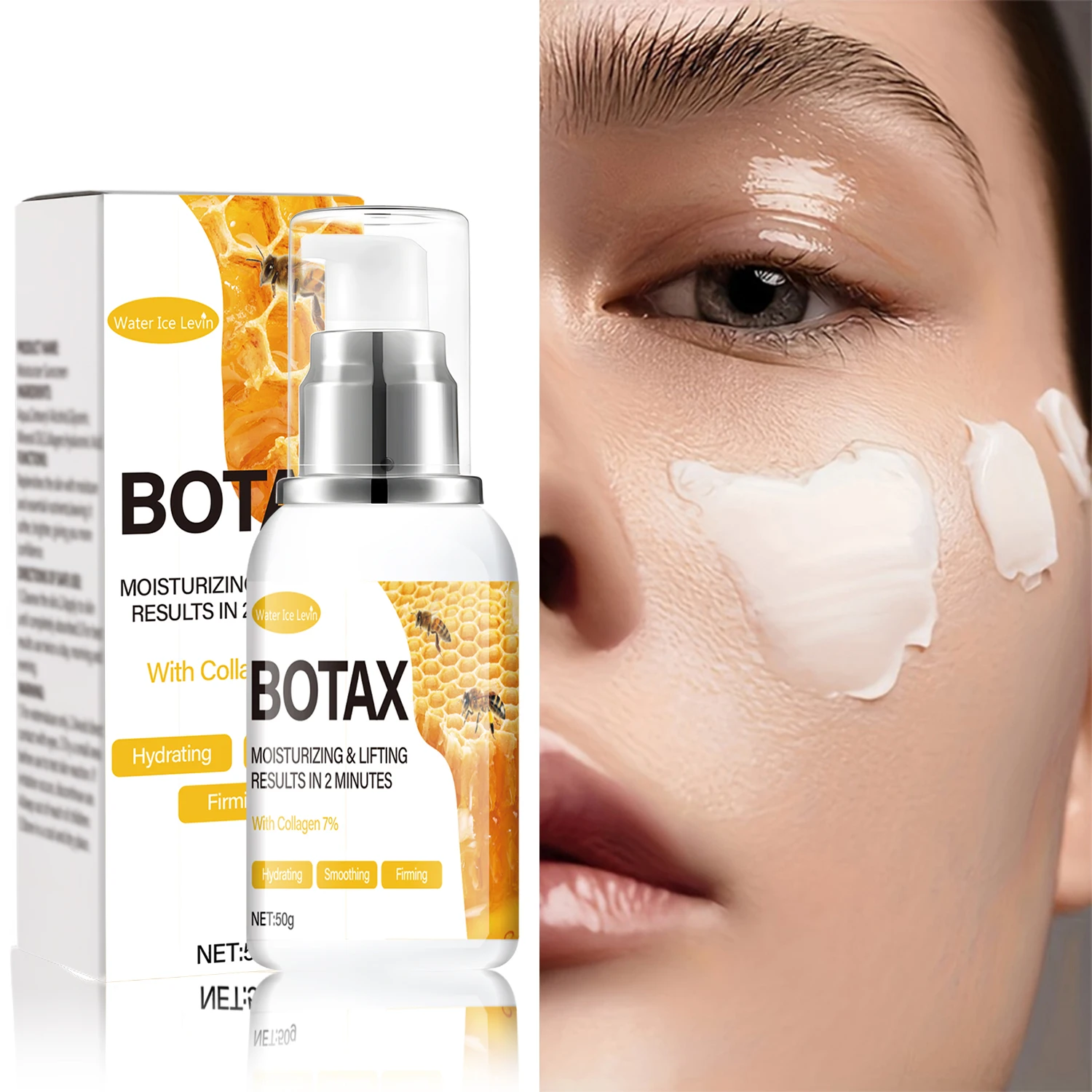 Botax Moisturizing Cream. 7% Collagen Arnica Bee Venom. Results 2 Minutes. Hydrating Smoothing Firming Lifting. 50g.